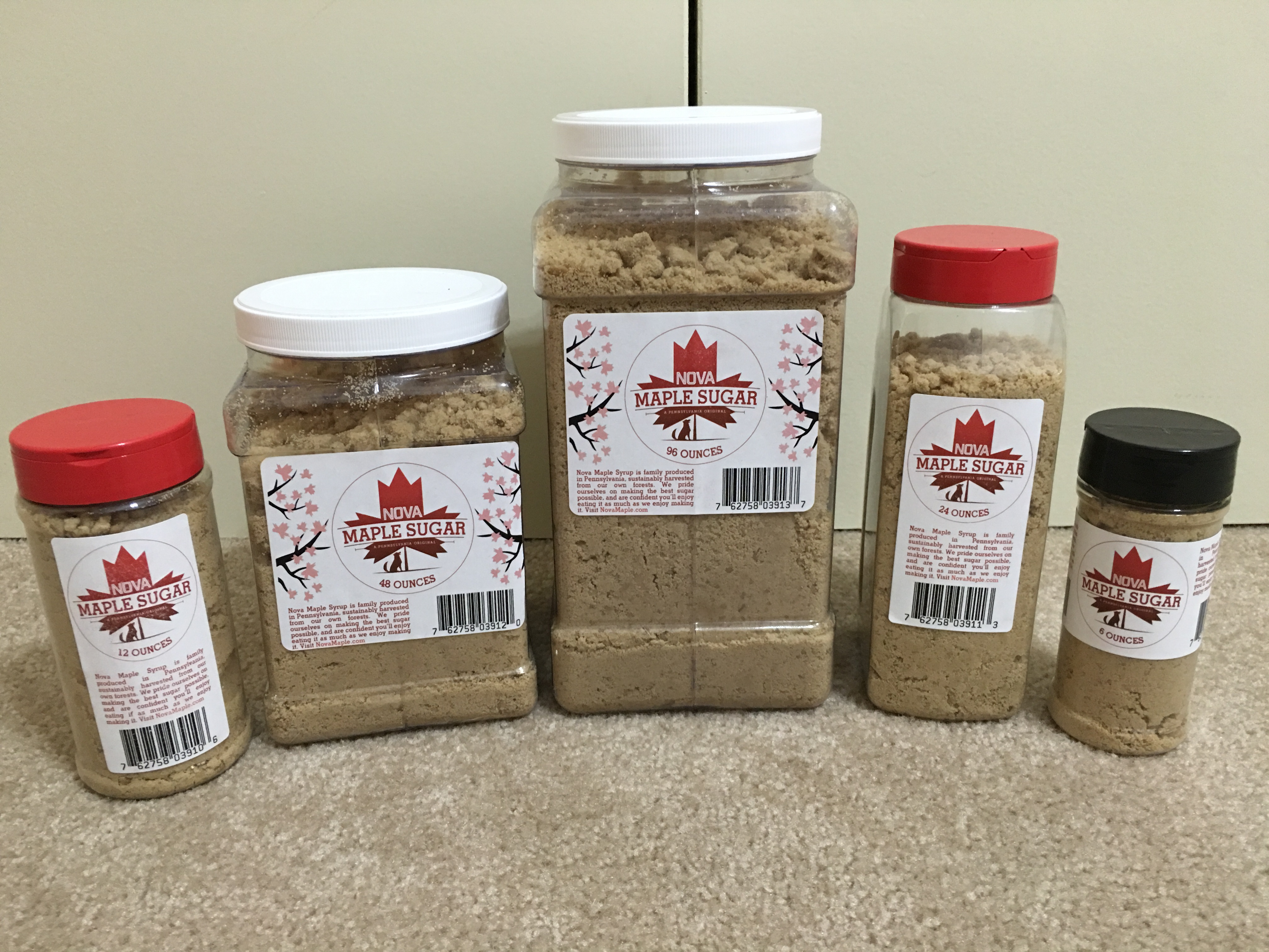 Nova Maple Syrup New Sugar Containers